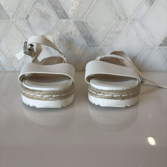 A New Day Size 9 Espadrilles Jute White Smooth Ankle Strap Buckle Padded Insole - Picture 2 of 11